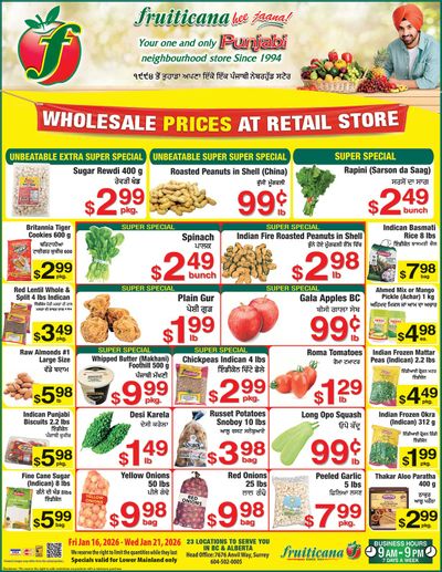 Fruiticana (Greater Vancouver) Flyer January 16 to 21