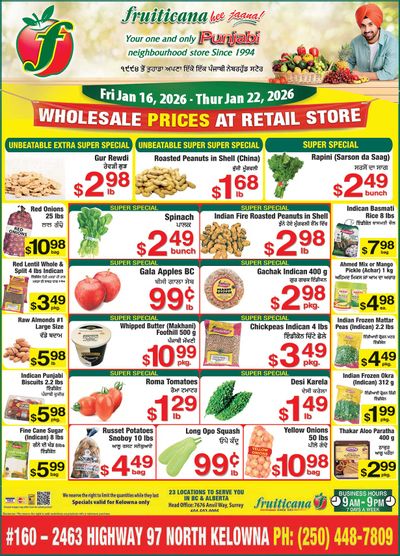 Fruiticana (Kelowna) Flyer January 16 to 22