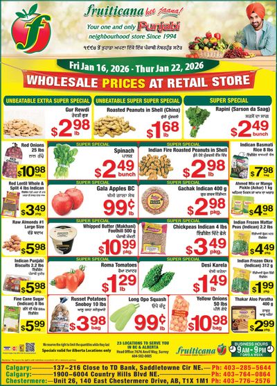 Fruiticana (Calgary) Flyer January 16 to 22