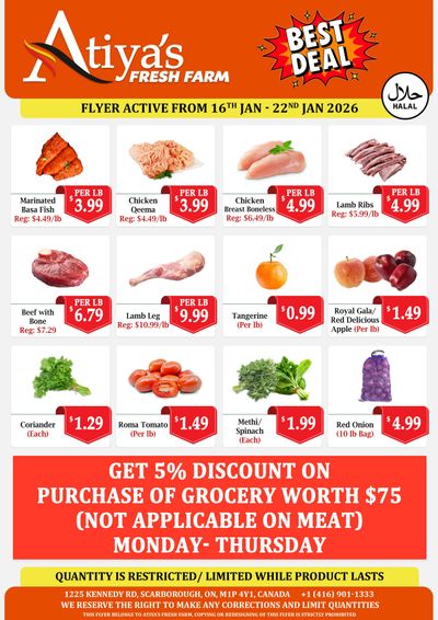 Atiya's Fresh Farm Flyer January 16 to 22