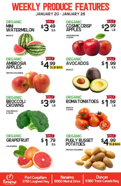 Pomme Natural Market Weekly Produce Flyer January 20 to 26