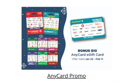 Walmart Canada: Get A $10 Bonus Gift Card When You Purchase A $50 AnyCard eGift Card January 22nd – February 11th