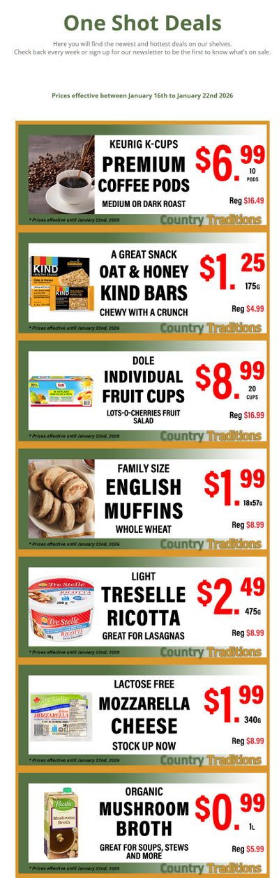 Country Traditions One-Shot Deals Flyer January 16 to 22