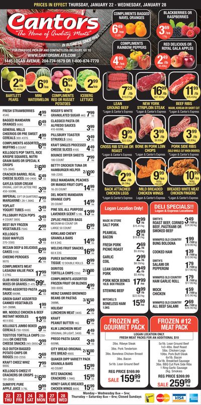 Cantor's Meats Flyer January 22 to 28