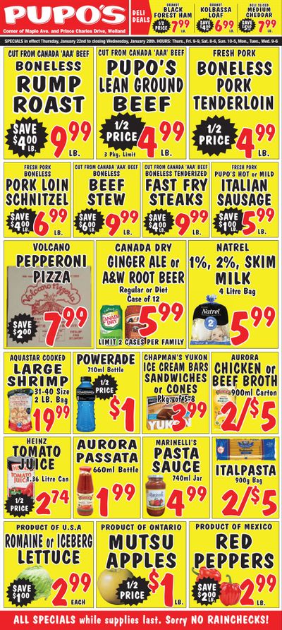 Pupo's Food Market Flyer January 22 to 28
