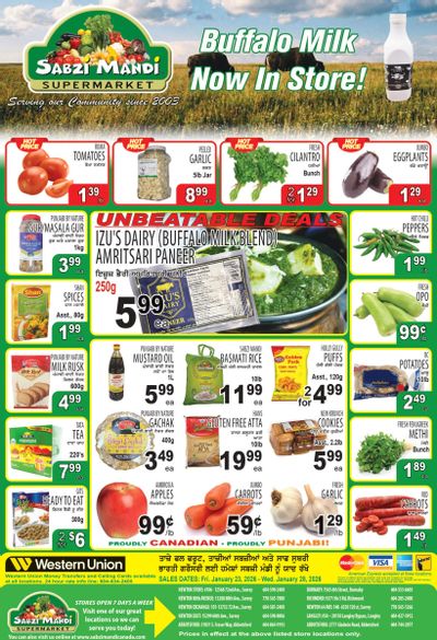 Sabzi Mandi Supermarket (Lower Mainland) Flyer January 23 to 28