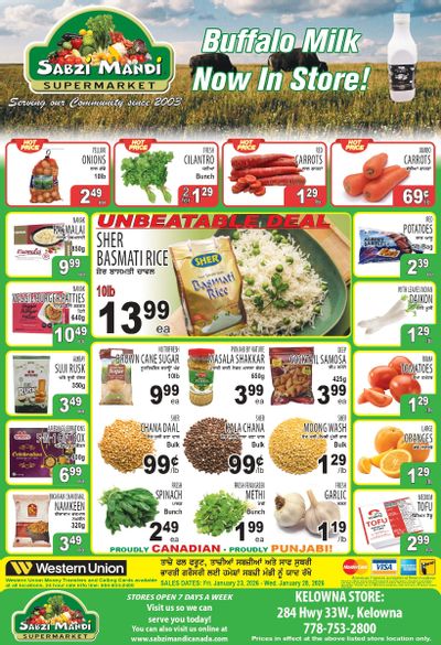 Sabzi Mandi Supermarket (Kelowna) Flyer January 23 to 28