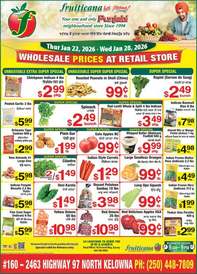 Fruiticana (Kelowna) Flyer January 22 to 28
