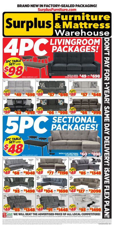 Surplus Furniture & Mattress Warehouse (Dartmouth, Charlottetown, Moncton, Saint John, Fredericton) Flyer January 26 to February 8