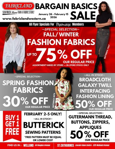 Fabricland (St. Catharines, Welland) Flyer January 26 to February 15