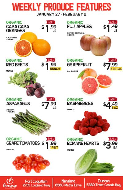 Pomme Natural Market Weekly Produce Flyer January 27 to February 2