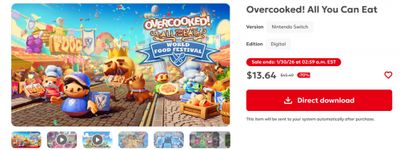 Nintendo Canada Overcooked! All You Can Eat $13.64 (Save 70%) + More Titles on Sale