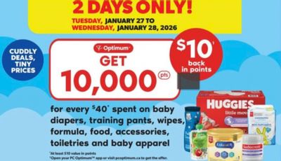 Real Canadian Superstore Ontario: Get 10,000 PC Optimum Points When You Spend $40 on Baby Items January 27th & 28th