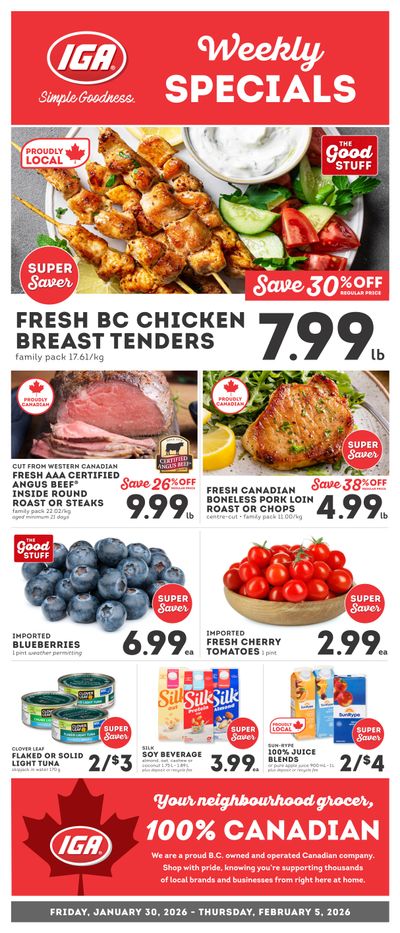 IGA Stores of BC Flyer January 30 to February 5