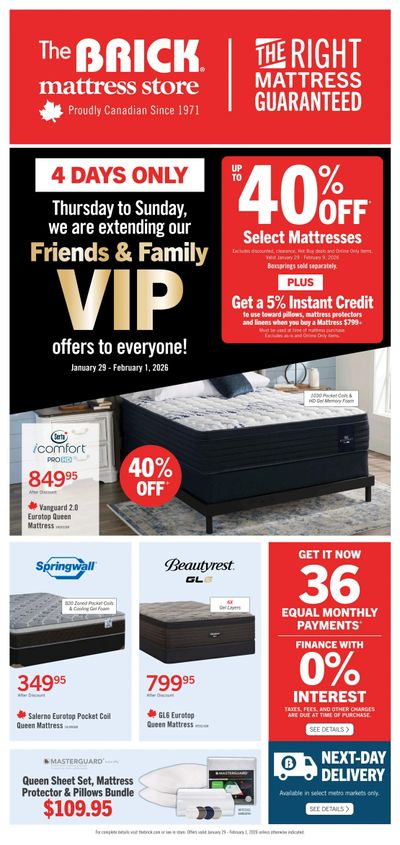 The Brick Mattress Store Flyer January 29 to February 9