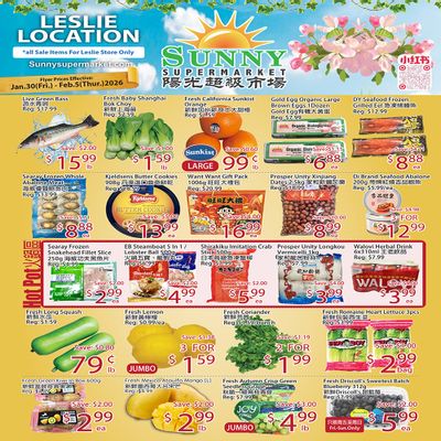 Sunny Supermarket (Leslie) Flyer January 30 to February 5