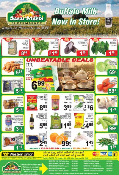 Sabzi Mandi Supermarket (Lower Mainland) Flyer January 30 to February 4