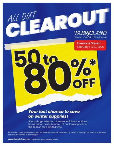 Fabricland (West) Flyer February 1 to 27