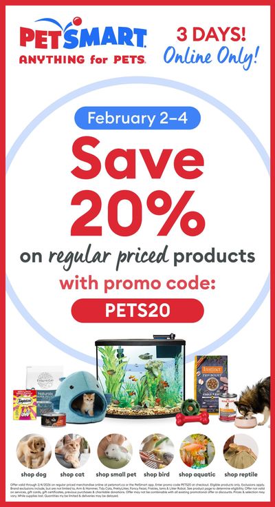 PetSmart Online Deal Flyer February 2 to 4