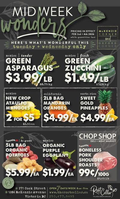 The Root Cellar Mid-Week Flyer February 3 and 4