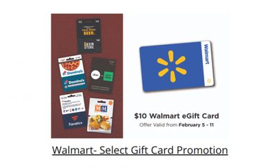 Walmart Canada: Get a $10 eGift Card With The Purchase of Select $50 Gift Cards February 5th – 11th