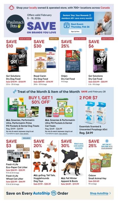 Paulmac's Pets Flyer February 5 to 18