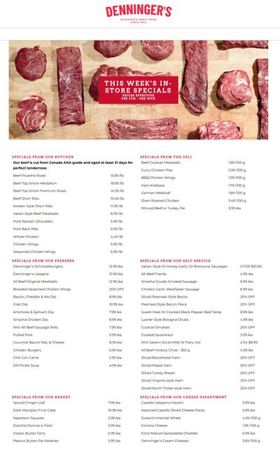 Denninger's Weekly Specials February 4 to 10