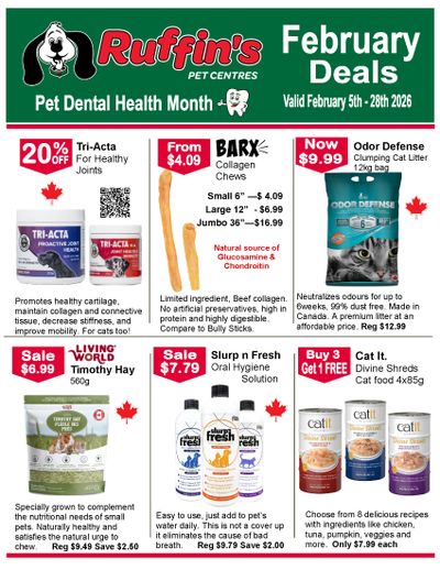 Ruffin's Pet Centre Flyer February 5 to 28