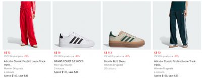 Adidas Canada & Outlet Sale + Deals: Save $30 When You Spend $100 With Promo Code