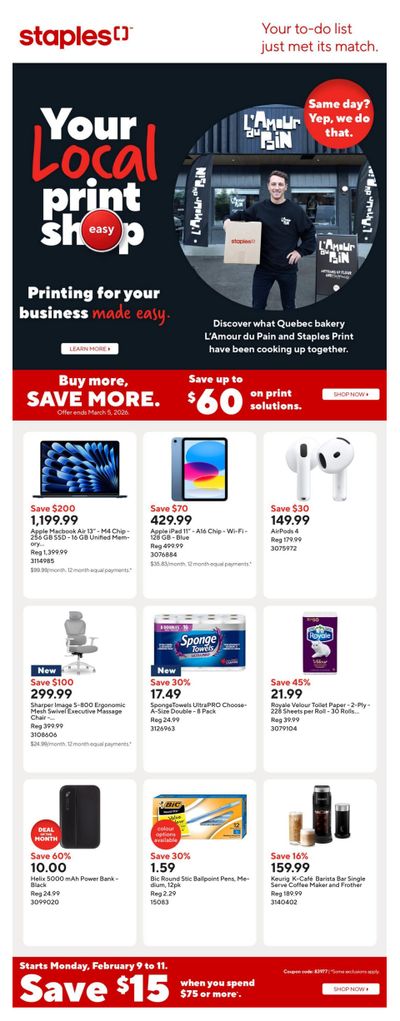 Staples Flyer February 6 to 12