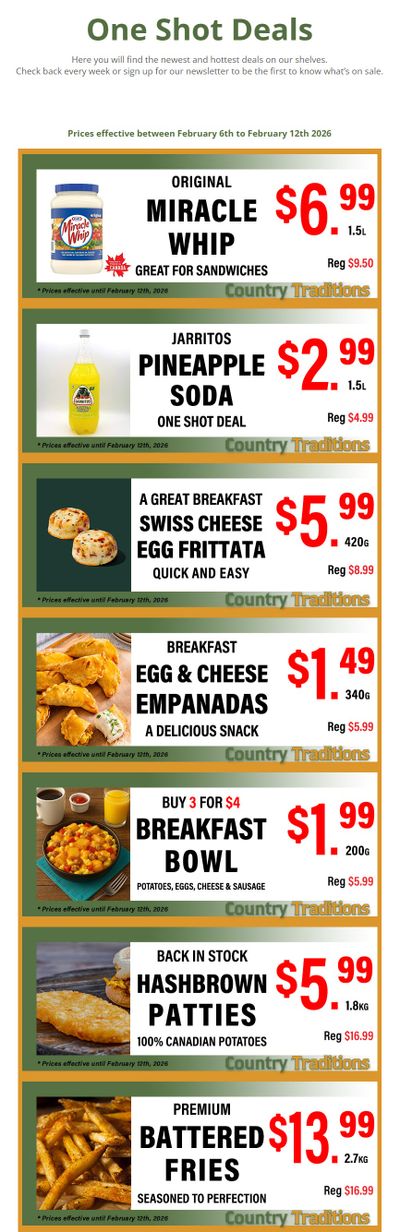 Country Traditions One-Shot Deals Flyer February 6 to 12