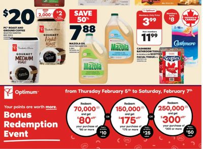 Loblaws Ontario: PC Optimum Bonus Redemption Until February 7th + Flyer Deals