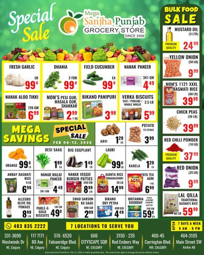 Sanjha Punjab Grocery Store Flyer February 6 to 12