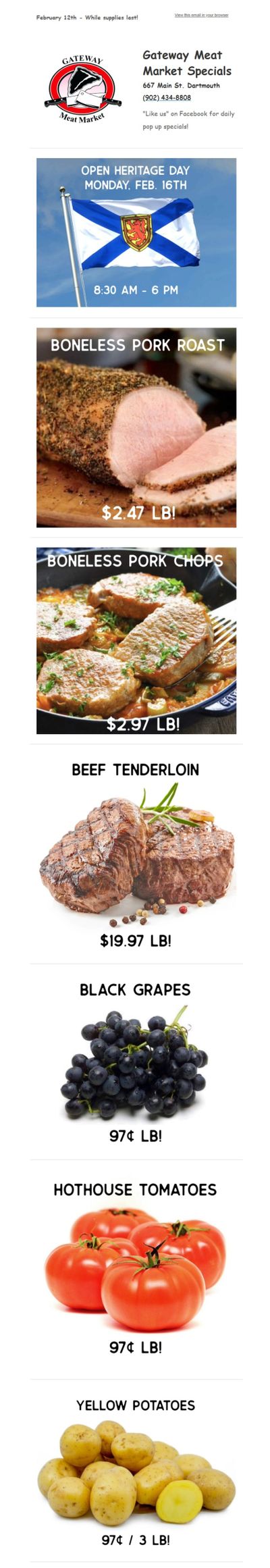 Gateway Meat Market Flyer February 12 to 18