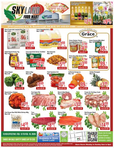 Skyland Food Mart Flyer February 13 to 19