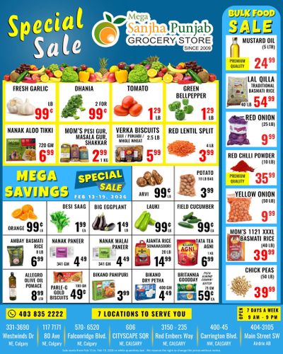 Sanjha Punjab Grocery Store Flyer February 13 to 19
