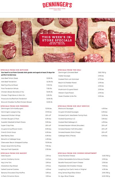 Denninger's Weekly Specials February 18 to 24
