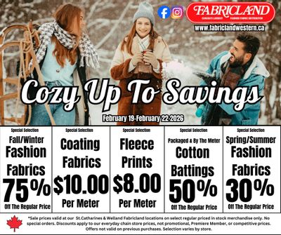Fabricland (St. Catharines, Welland) Flyer February 19 to 22
