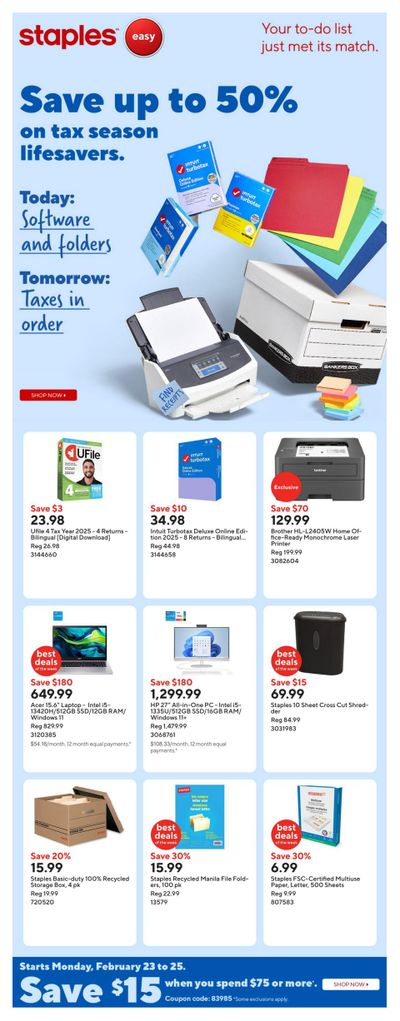 Staples Flyer February 20 to 26