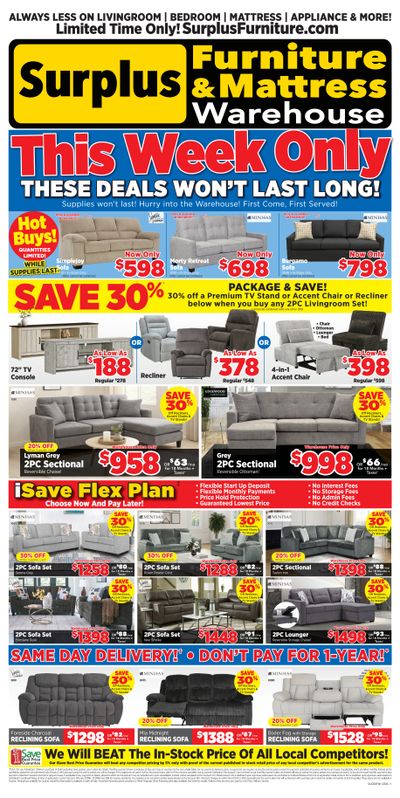 Surplus Furniture & Mattress Warehouse (St. John's, Corner Brook, Grand Falls Windsor) Flyer February 23 to March 1