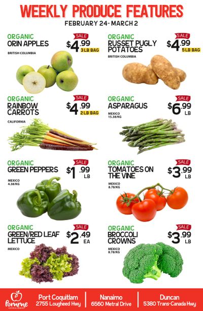 Pomme Natural Market Weekly Produce Flyer February 24 to March 2