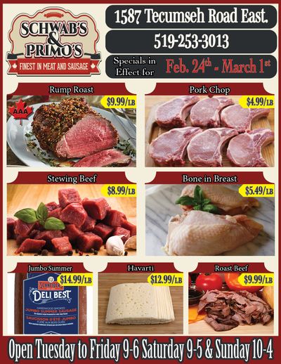 Schwab's & Primo's Flyer February 24 to March 1