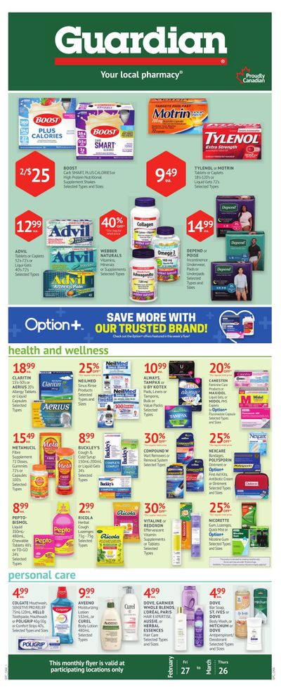 Guardian Pharmacy Monthly Flyer February 27 to March 26