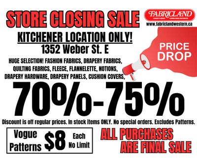 Fabricland (Kitchener) Store Closing Sale Flyer February 26 to 28