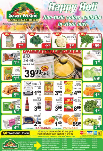 Sabzi Mandi Supermarket (Lower Mainland) Flyer February 27 to March 4