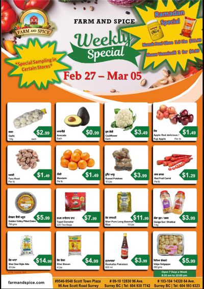 Farm And Spice Grocers Flyer February 27 to March 5