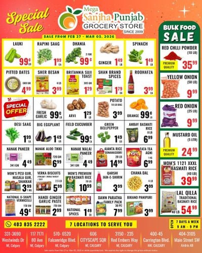 Sanjha Punjab Grocery Store Flyer February 27 to March 5