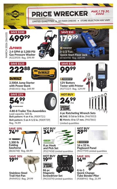 Princess Auto Price Wrecker Flyer March 1 to 31