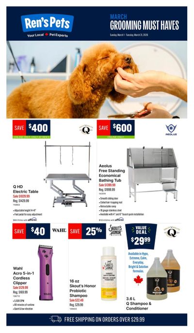 Ren's Pets Pet Professional Monthly Flyer March 1 to 31