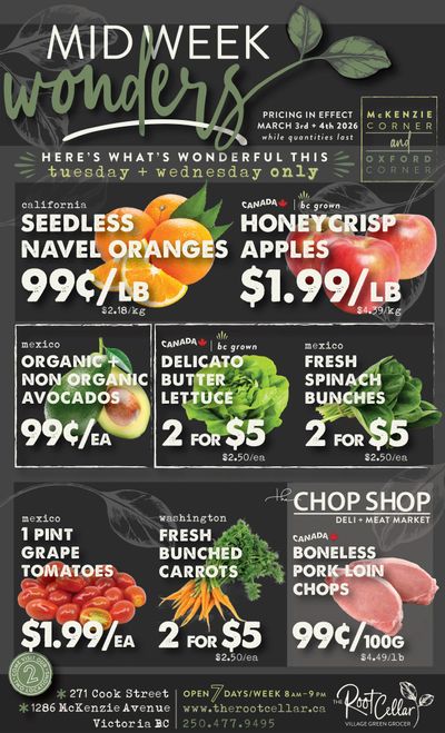The Root Cellar Mid-Week Flyer March 3 and 4